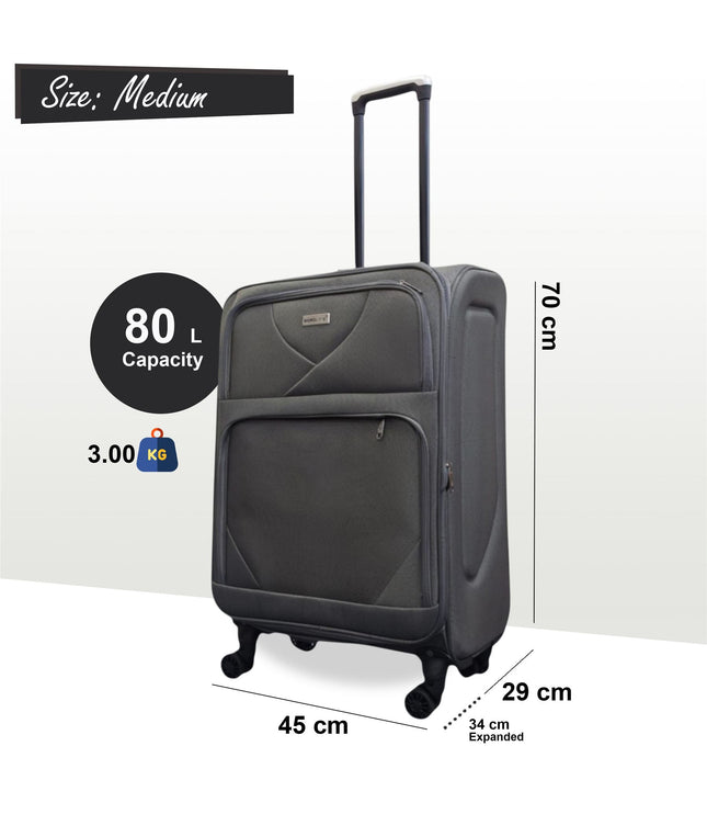 Nagoya Medium Soft Shell Suitcase in Grey