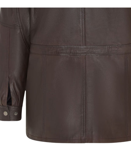 Mens Soft Italian Leather Parka Coat-Winnipeg - Brown