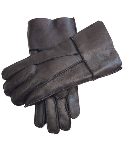 Infinity Leather Unisex Black Sheepskin Leather Gloves with Roll Up/Down Cuff