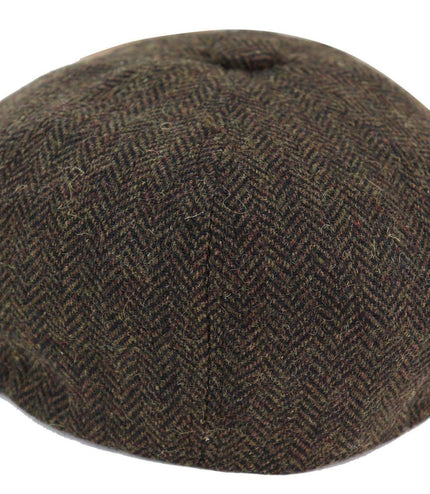 Mens Peaky Blinders Tweed Gatsby Flat Baker Hat With Razor Blade