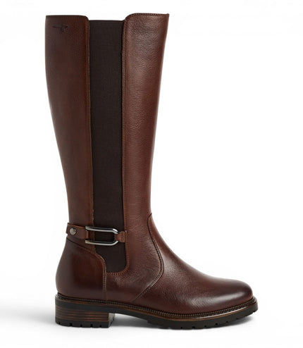 Tamaris Women’s Brown Leather Knee High Platform Heel Long Boots - 25609-47
