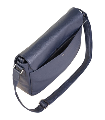 Genuine Leather Navy Laptop Bag Travel Work Messenger Satchel - Camden