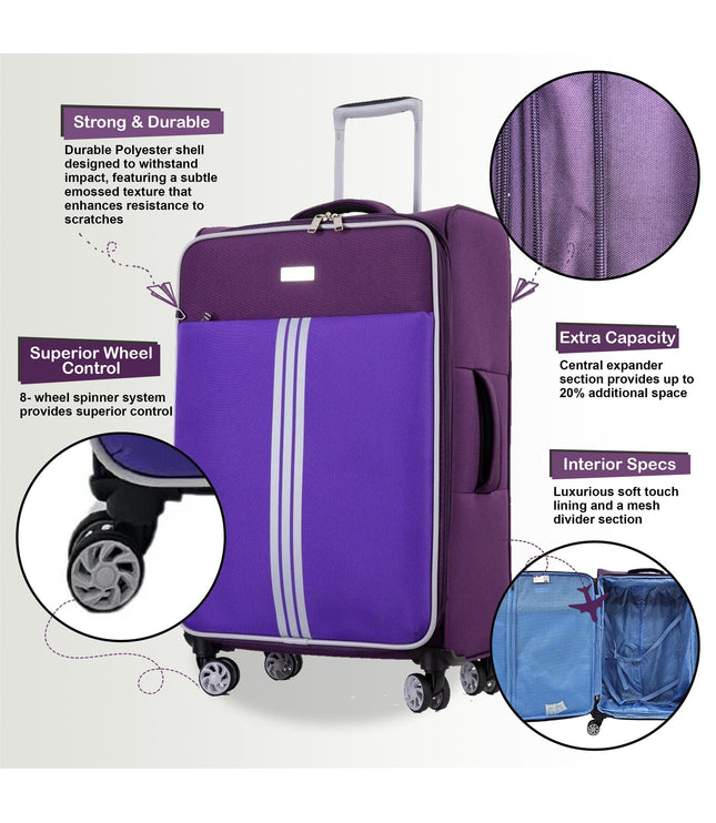 Beverley Medium Soft Shell Suitcase in Purple