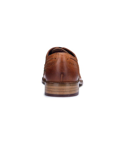 Mens Classic Oxford Tan Leather Gatsby Brogue Shoes With Tweed