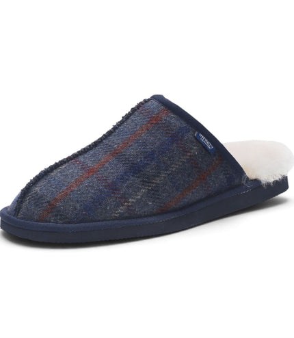 Men’s Wool Slip-on Real Sheepskin Fur Mule Winter Slippers - Highland