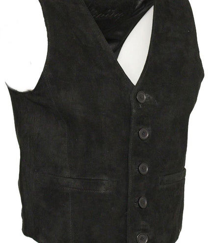 Mens Classic Goat Suede Leather Waistcoat-Norwich - Black