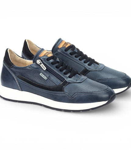 Pikolinos Men's Blue Leather Easy Wear Sneaker Trainers Shoes - Getafe