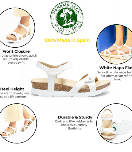 Panama Jack Women's Wedge White Leather Platform Sandals -  Sulia B1