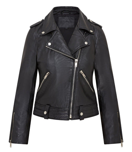 Womens Black Leather Brando Jacket - Chennai