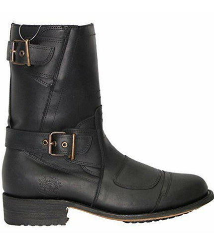 Grinders Mens Black Leather Cowboy Boots - Route 66