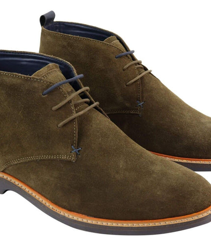 Mens Khaki Suede Lace Up Chukka Boots