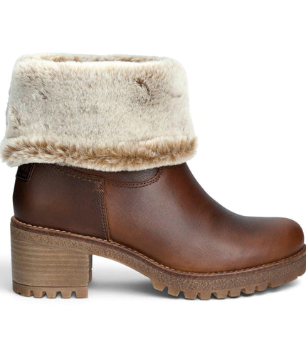 Panama Jack Women's Bark Brown Leather Waterproof Warm Heeled Boots - Piola B8