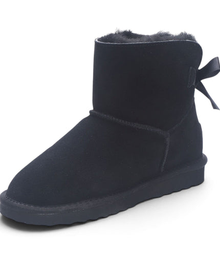 Women's Black Genuine Sheepskin Real Fur Winter Ankle Boots - Eclipse