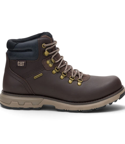 Caterpillar (CAT) Mens Dark Brown Leather Waterproof Lace Up Boots - Pursue Hiker