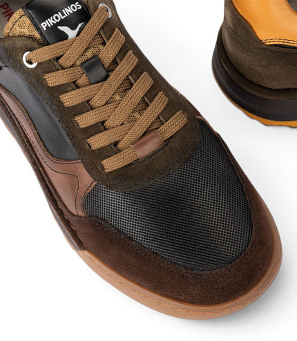 Pikolinos Men's Black Leather Trainers Sneaker Lace-Up Shoes - Teide