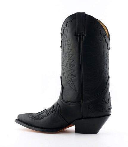 Grinders Unisex Black Leather Cowboy Boots-Arizona Hi