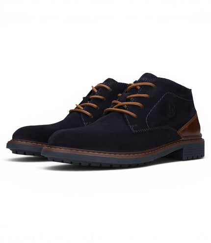 Bugatti Mens Navy Blue Suede Leather Lace-up Desert Ankle Boots - Lota