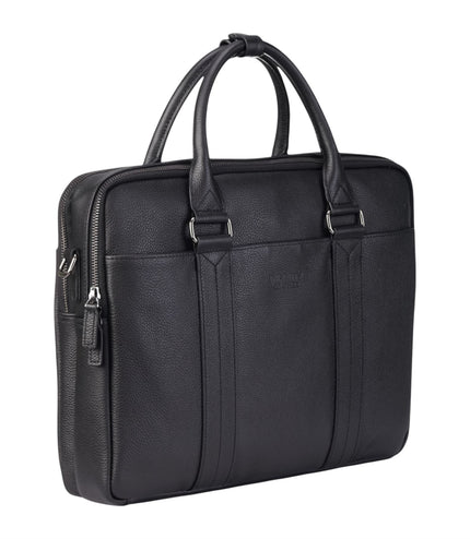 Genuine Leather Black Laptop Business Briefcase Office Work Travel Bag - Sutton
