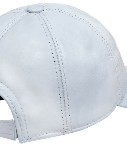 Unisex Real Nappa Leather Adjustable Golf Snapback Plain Baseball Cap Hat - White