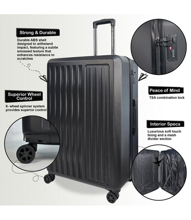 Croydon Set of 3 Hard Shell Suitcase in Black