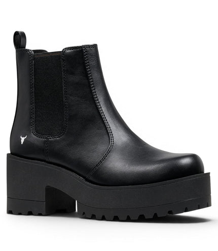 Windsormsith Women's Black Chunky Platform Chelsea Boots - Evolve
