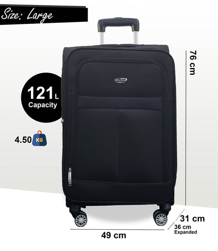 Forbes Large Soft Shell Suitcase in Black