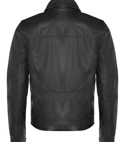 Men's Harrington Cow Hide Leather  Leather Jacket-Lima - Black