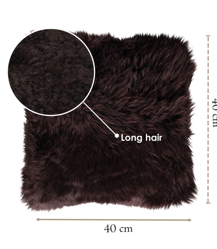 Genuine Sheepskin Chocolate Brown  40x40cm Real Wool Single Sided Cushion