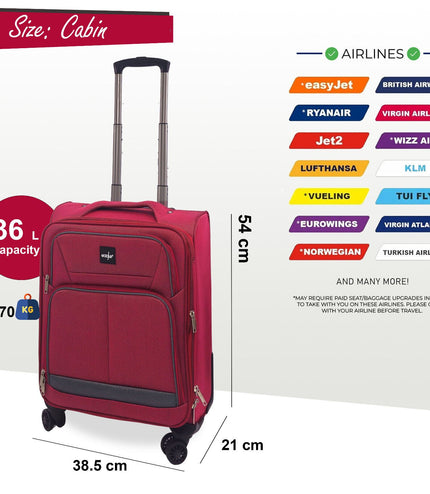 Andover Cabin Soft Shell Suitcase in Burgundy