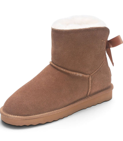 Women's Chestnut Tan Genuine Sheepskin Real Fur Winter Ankle Boots - Eclipse