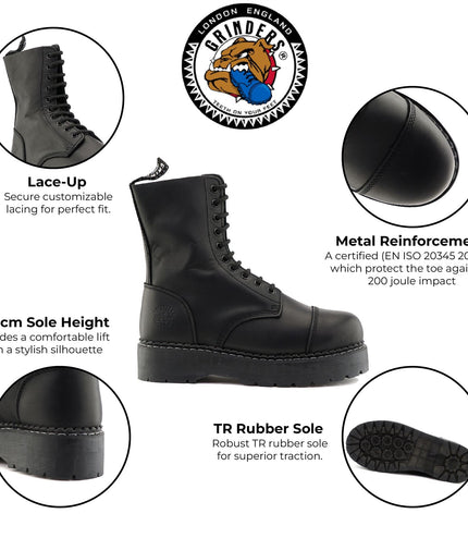 Grinders Mens Black Bulldog Acs Steel Toe Cap Safety Derby Boots
