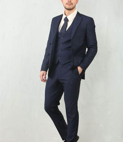 Men's Navy 3 Piece Formal Classic Prom Suit Workwear