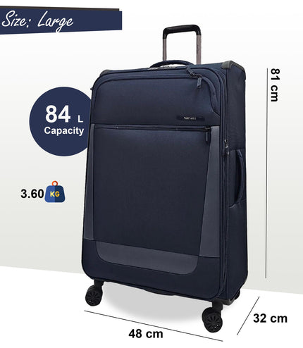 Bourne Large Soft Shell Suitcase in Navy