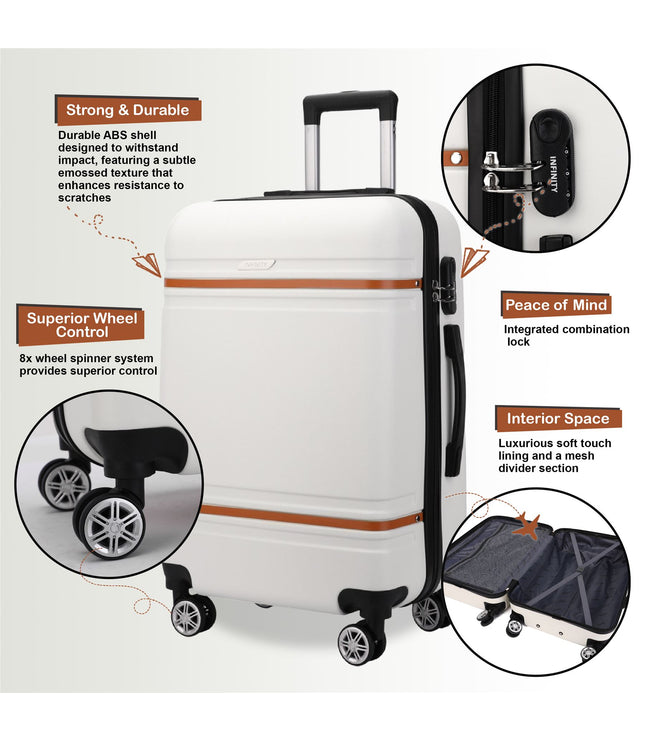 Calgary Medium Hard Shell Suitcase in Cream White