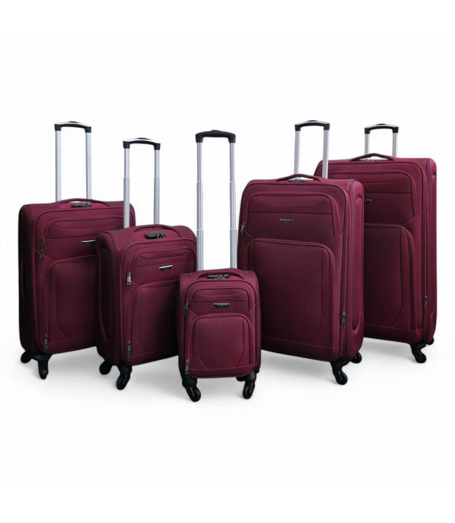 Nagoya Set of 5 Soft Shell Suitcase in Wine