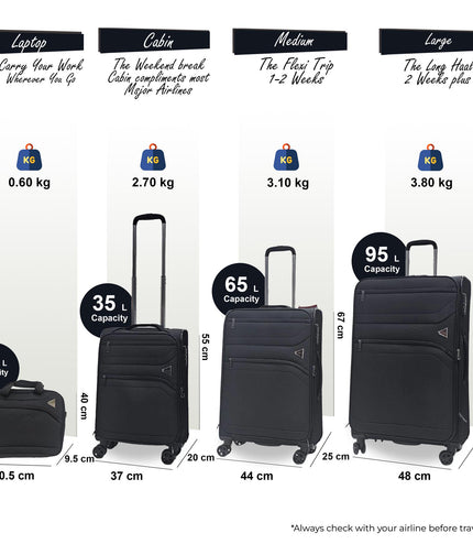 Corby Set of 4 Soft Shell Suitcase in Black