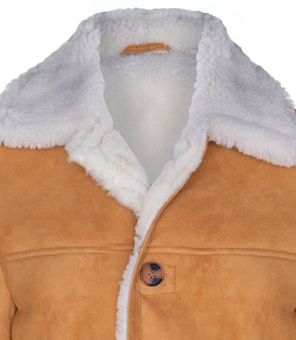 Mens Classic Sheepskin Car Coat-Auburn