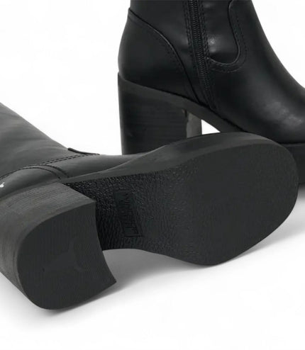Windsorsmith Womens Black Faux Leather Knee-High Platform Heel Boots - Niche