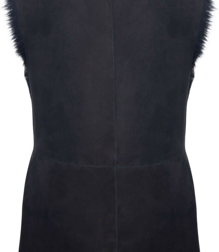 Women's Black Toscana Sheepskin Buttoned Gilet-Manama