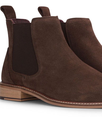 London Brogues Men's Brown Suede Leather Slip-On Chelsea Ankle Boots