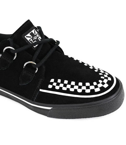 TUK Pointed Creeper Sneaker Black White Suede Platform Shoes - A9182