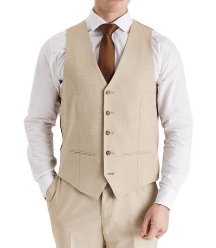 Men's Beige Lightweight Summer Wedding Party Waistcoat