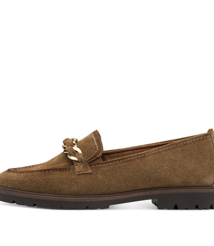 Tamaris Womens Camel Brown Suede Leather Loafers Shoes