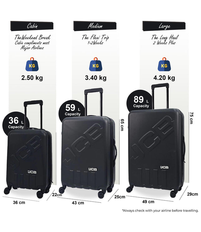 Cranbrook Set of 3 Soft Shell Suitcase in Black