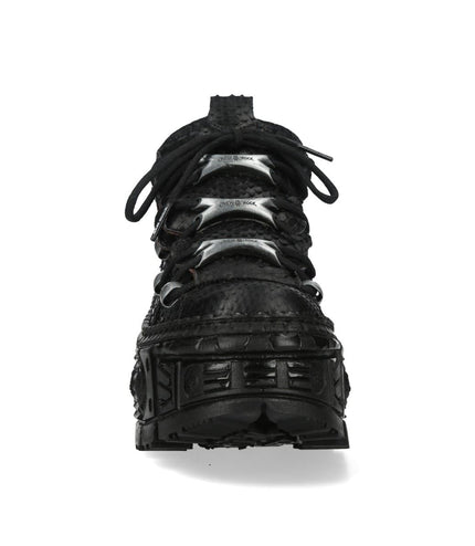 New Rock M-106Wall-C65 Python Black Leather Platform Ankle Boots