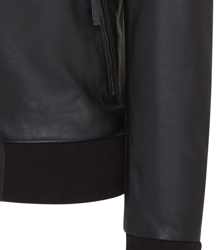 Men's Retro Black Casual Leather Varsity Bomber Jacket
