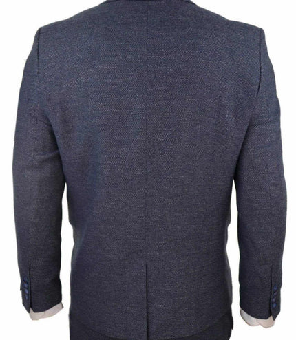 Mens Blue Wool 3 Piece Suit Double Breasted Waistcoat Tweed Peaky Blinders 1920s
