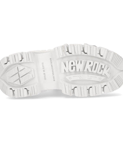 New Rock Unisex White Leather Gothic Punk Boots - M-TANK106-C1