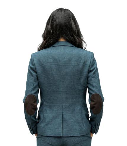 Women's Olive Three Piece Check Tailored Suit - TPW-53