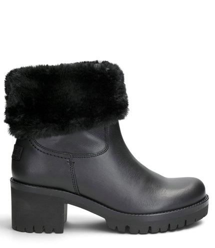 Panama Jack Women's Black Leather Waterproof Warm Heeled Boots - Piola B48